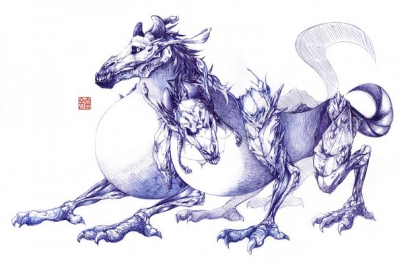 An incredible drawing of a creature done by Cecilia.