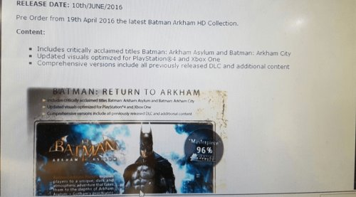 Batman: Arkham HD Collection May Be Announced Soon