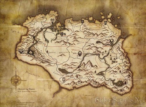 Skyrim’s world map revealed in English