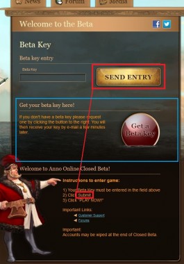 Enter your Beta key / Click on “SEND ENTRY” to activate your key