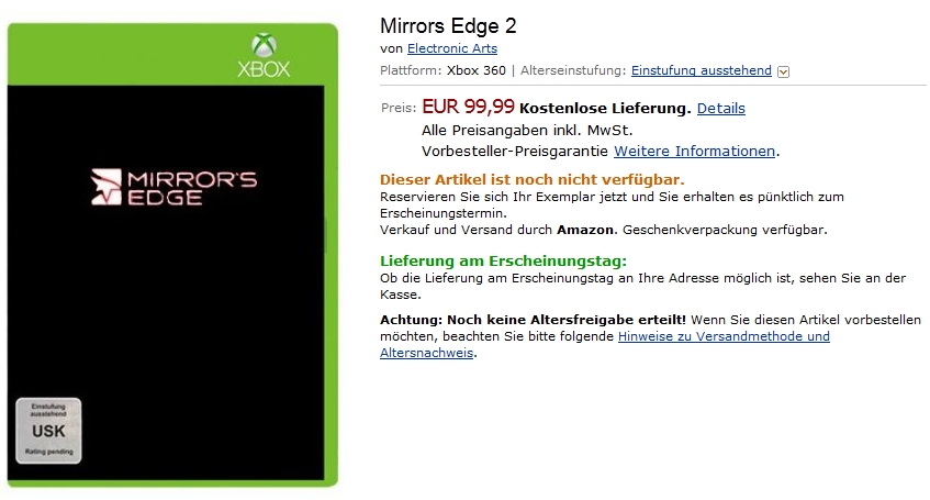 Mirror’s Edge 2 Listing Surfaces on Amazon Germany