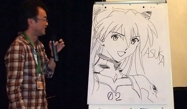 Mr. Matsubara and a drawing of Asuka.