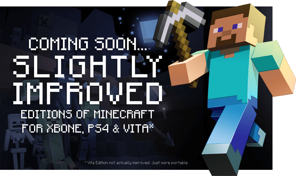 Minecraft Comeng Minecraft coming to the PlayStation 4, PlayStation Vita, and Xbox One ...
