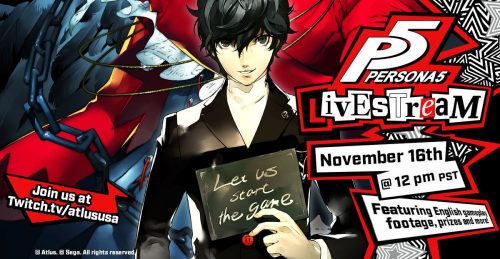 Persona 5 English Gameplay to Debut on November 16 Livestream