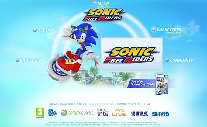 Sonic Free Riders by SEGA FOR KINECT Video Game Microsoft XBOX 360 LOW PRICE